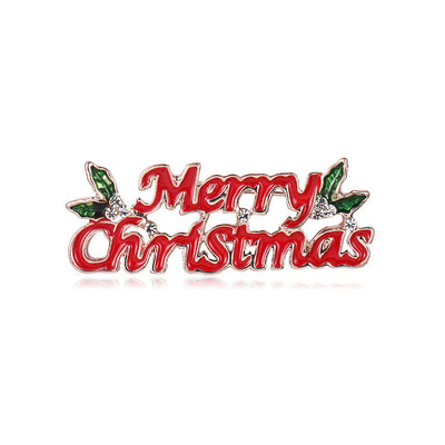 Decorative 'Merry Christmas' sign with red text and green leaves on a white background
