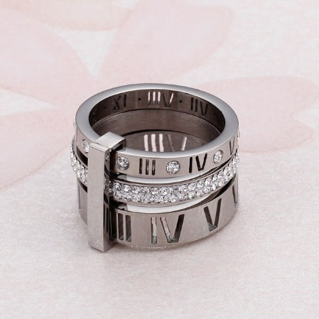 New Fashion Roman Wild Titanium Steel Plated Letter Ring