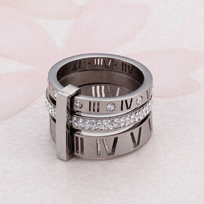 New Fashion Roman Wild Titanium Steel Plated Letter Ring