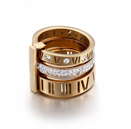 New Fashion Roman Wild Titanium Steel Plated Letter Ring