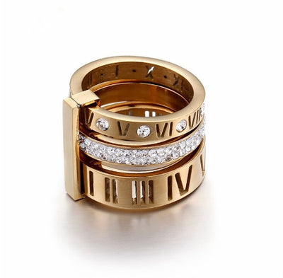 New Fashion Roman Wild Titanium Steel Plated Letter Ring