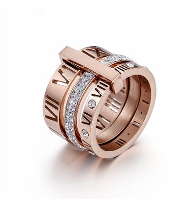 New Fashion Roman Wild Titanium Steel Plated Letter Ring