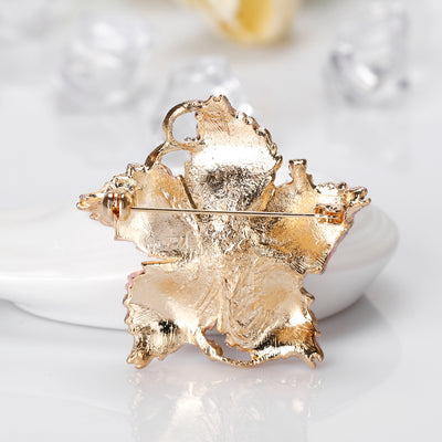 back side and pin view of the Pink floral brooch on a white background