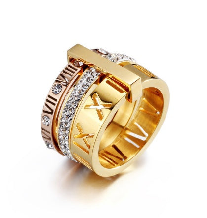 New Fashion Roman Wild Titanium Steel Plated Letter Ring
