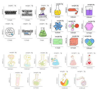 🔬 10–50pcs Science Lab Enamel Pins — Beakers, Microscopes & More