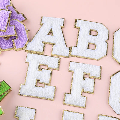 💜 A–Z Purple Towel Letter Patch — 8cm Iron-On Alphabet