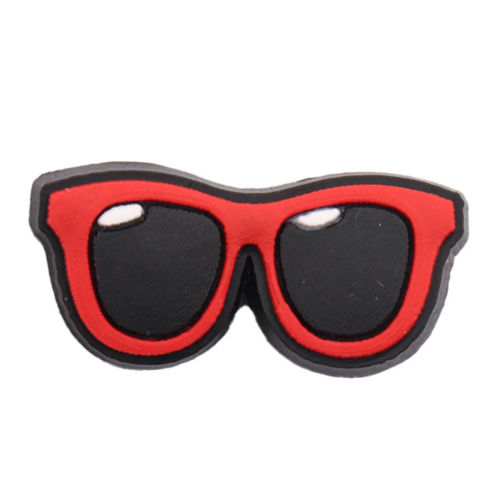 charm of a Red and black sunglasses on a white background