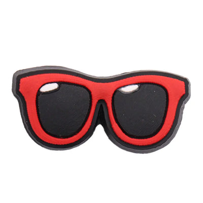 charm of a Red and black sunglasses on a white background