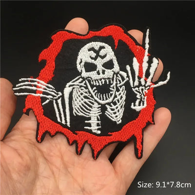 ☠️ Punk Iron-On Embroidered Patch – DIY Appliqué for Jackets, Jeans, Bags & Hats (Single)