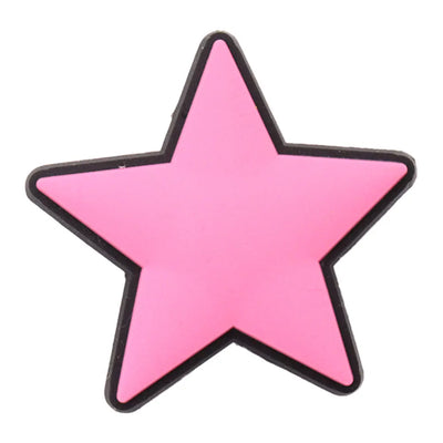 Pink star-shaped charm on a white background