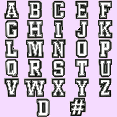 shoe charms Alphabet letters on a light purple background