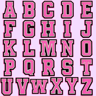 shoe charms Pink alphabet letters on a pink background