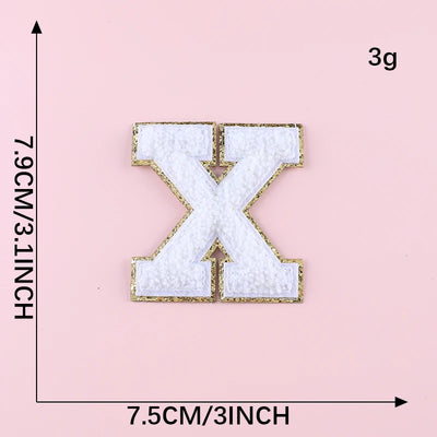 🔠 A–Z White Towel Letter Patch — 8cm Iron-On Alphabet