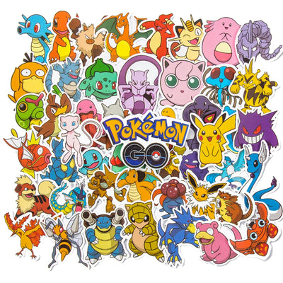 Collection of colorful Pokémon stickers characters with 'Pokémon Go' logo in the center.