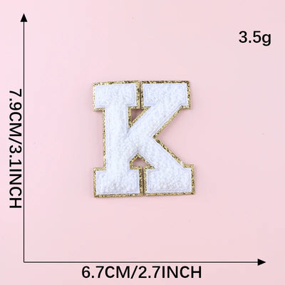 💜 A–Z Purple Towel Letter Patch — 8cm Iron-On Alphabet