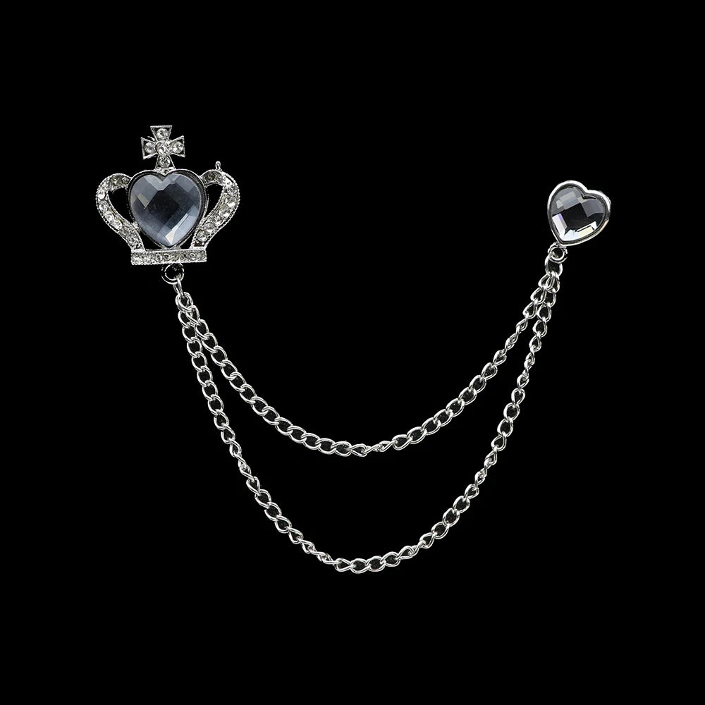 Jewelry piece with heart-shaped elements and a chain on a black background