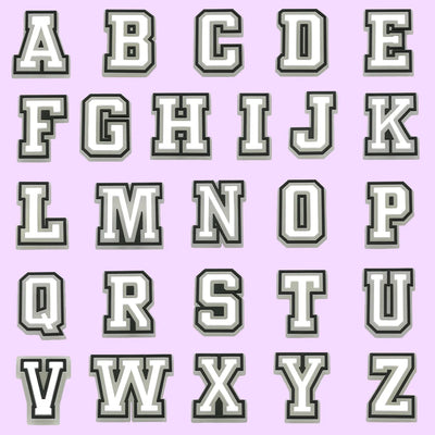 shoe charms Alphabet letters A to Z on a pink background