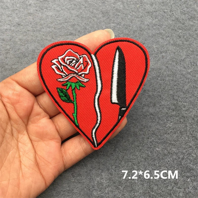 ☠️ Punk Iron-On Embroidered Patch – DIY Appliqué for Jackets, Jeans, Bags & Hats (Single)
