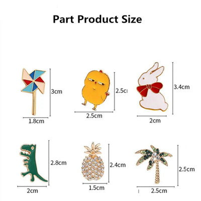 10-100PCS Cute Animal Plant Enamel Pins Random Metal Badges Lapel Brooches Decor Backpack Clothing Hat Bag For Women Kid Jewelry