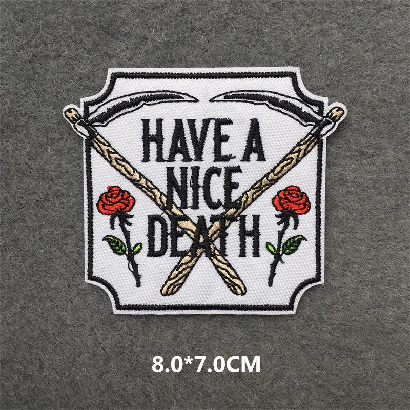 ☠️ Punk Iron-On Embroidered Patch – DIY Appliqué for Jackets, Jeans, Bags & Hats (Single)