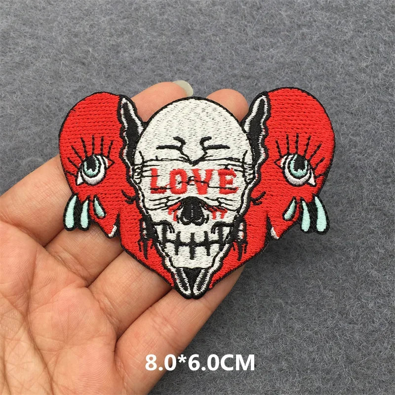 ☠️ Punk Iron-On Embroidered Patch – DIY Appliqué for Jackets, Jeans, Bags & Hats (Single)