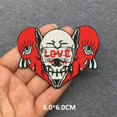 ☠️ Punk Iron-On Embroidered Patch – DIY Appliqué for Jackets, Jeans, Bags & Hats (Single)