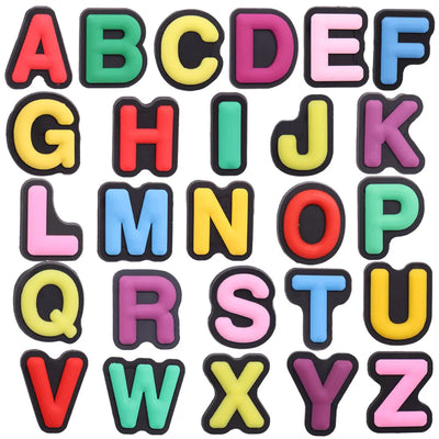 shoe charms Colorful alphabet letters from A to Z on a white background