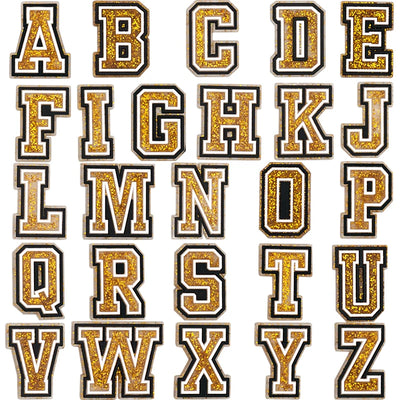 🔠 Gold Glitter Alphabet Shoe Charms (26pc A–Z) — Letters for Clogs & Bags