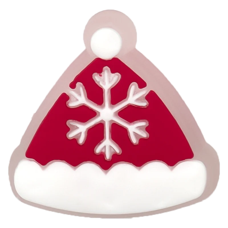 Red Santa hat with a white snowflake on a white background