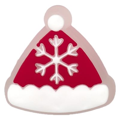 Red Santa hat with a white snowflake on a white background