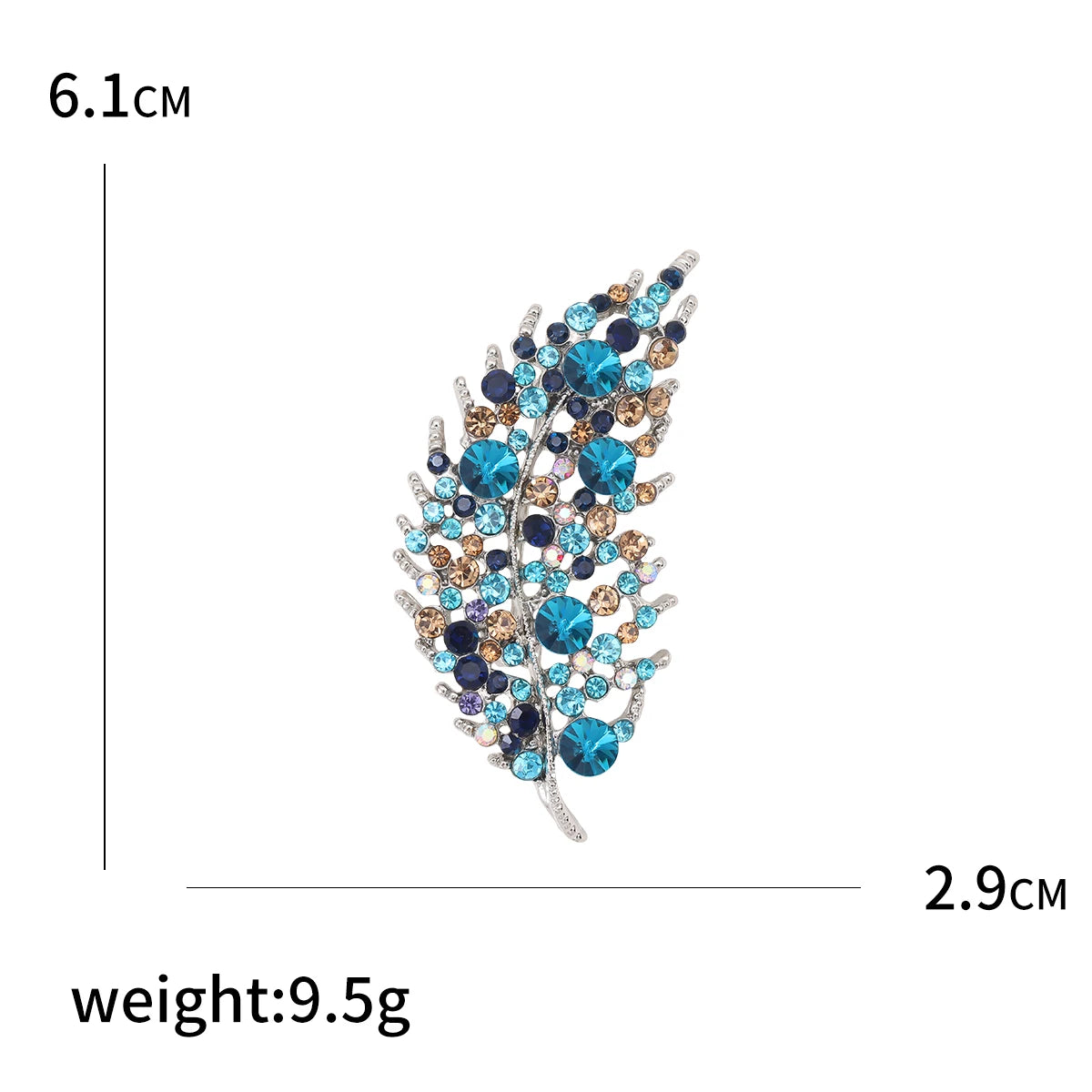 Jewelry brooch with gemstones on a white background