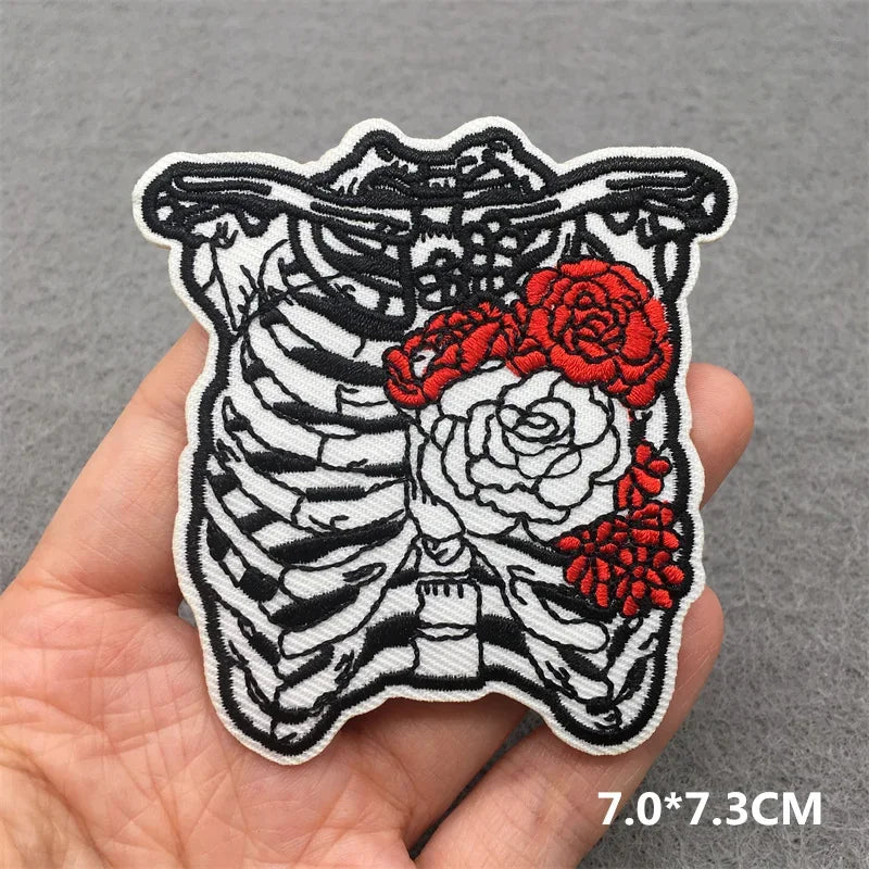 ☠️ Punk Iron-On Embroidered Patch – DIY Appliqué for Jackets, Jeans, Bags & Hats (Single)