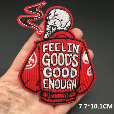 ☠️ Punk Iron-On Embroidered Patch – DIY Appliqué for Jackets, Jeans, Bags & Hats (Single)