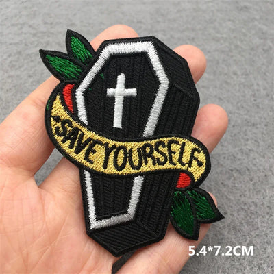☠️ Punk Iron-On Embroidered Patch – DIY Appliqué for Jackets, Jeans, Bags & Hats (Single)