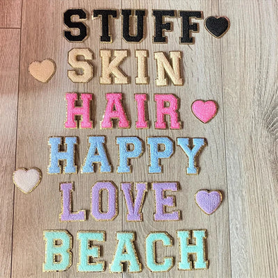 💜 A–Z Purple Towel Letter Patch — 8cm Iron-On Alphabet