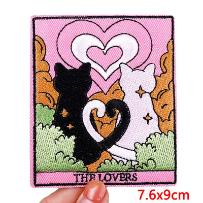 🃏 Tarot Cat Patch — Funny Iron-On Embroidered Badge