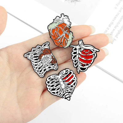 ❤️ Heart Enamel Pins (10/20pcs) — Anatomical, Broken, Skull