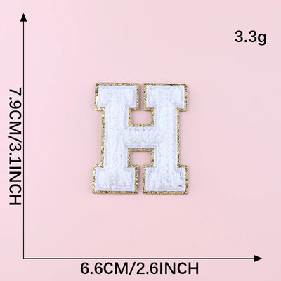 🔠 A–Z White Towel Letter Patch — 8cm Iron-On Alphabet