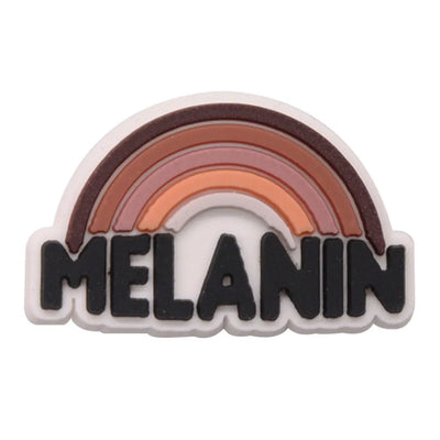 charm with rainbow design and 'MELANIN' text on a white background