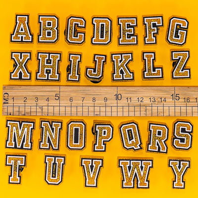 🔠 Gold Glitter Alphabet Shoe Charms (26pc A–Z) — Letters for Clogs & Bags