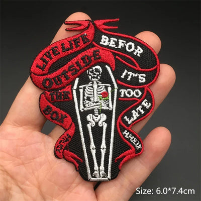☠️ Punk Iron-On Embroidered Patch – DIY Appliqué for Jackets, Jeans, Bags & Hats (Single)