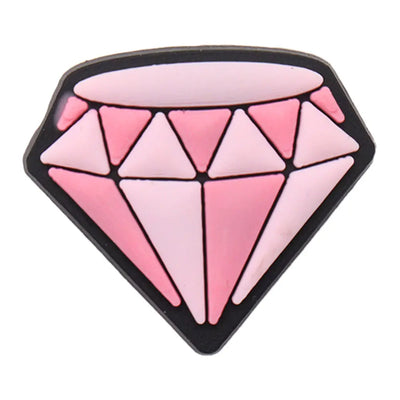 Pink geometric diamond-shaped charm on a white background
