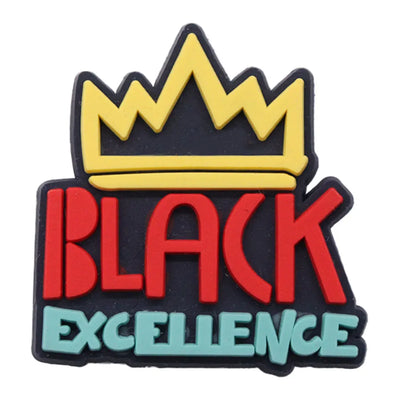 Charm with a crown and 'Black Excellence' text on a white background