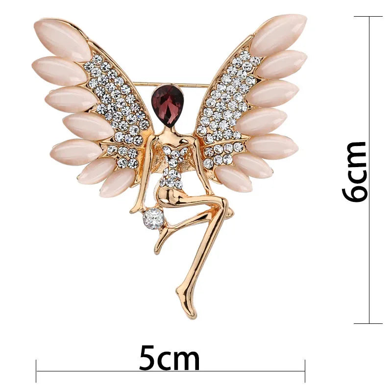 🧚 Crystal Opal Wings Fairy Brooch – Elegant Enamel Angel Pin for Women