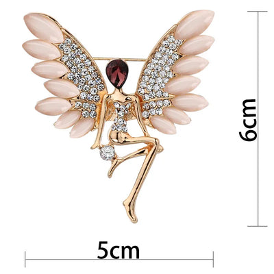 🧚 Crystal Opal Wings Fairy Brooch – Elegant Enamel Angel Pin for Women