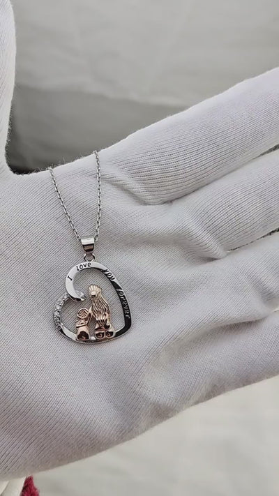 💖 Mother & Daughter Heart Necklace – Bicolor Love Pendant Gift