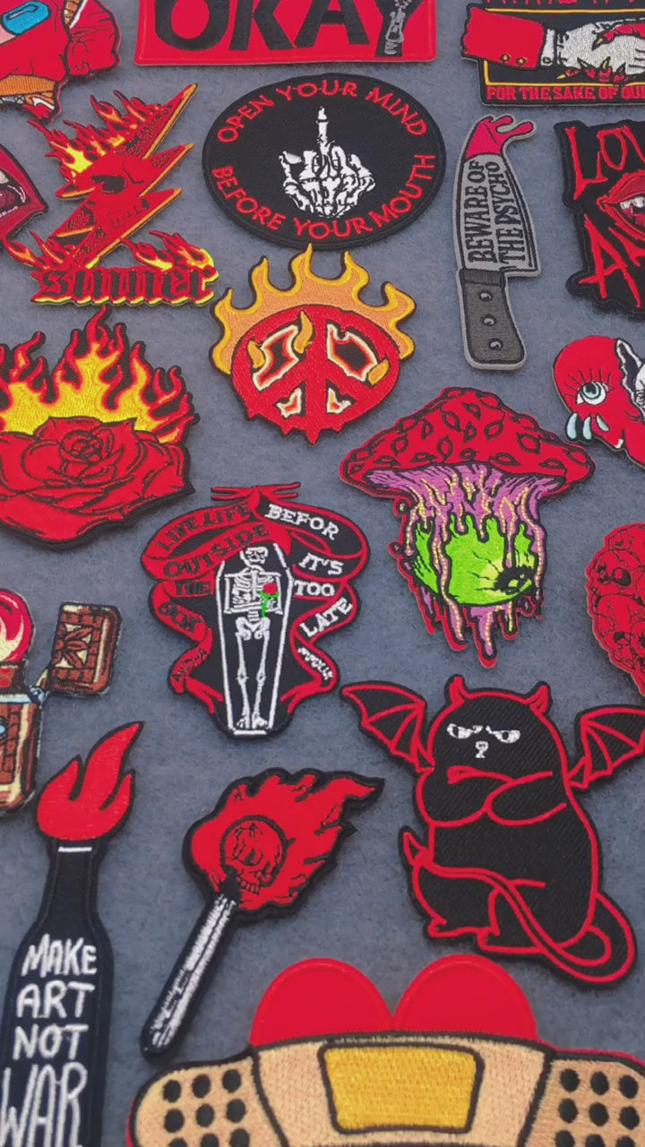 ☠️ Punk Iron-On Embroidered Patch – DIY Appliqué for Jackets, Jeans, Bags & Hats (Single)